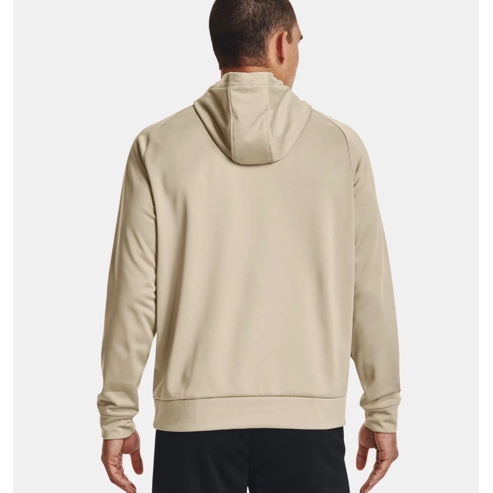 Under Armour Mems Size Large Tan Hoodie Fleece Hooded Sweatshirt Kangaroo Pocket - Picture 6 of 12